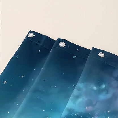 AILONEN 3D Bear Shower Curtain for Bathroom,Evening Starry Black Bear Printed Bath Curtain,Forest Wildlife Decoration Shower Curtain Waterproof 72" W*84" H