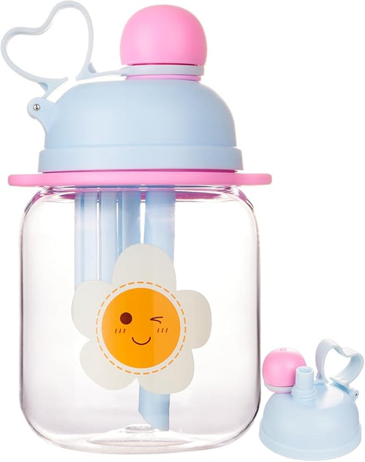 27oz Toddler Water Bottle, Tritan Sports Water Bottle with Straw, Plastic Water Bottle with Soft Strap, Kids Water Bottle for School, Includes Fruit Infuser Strainer, Leak-Proof, BPA Free, Blue