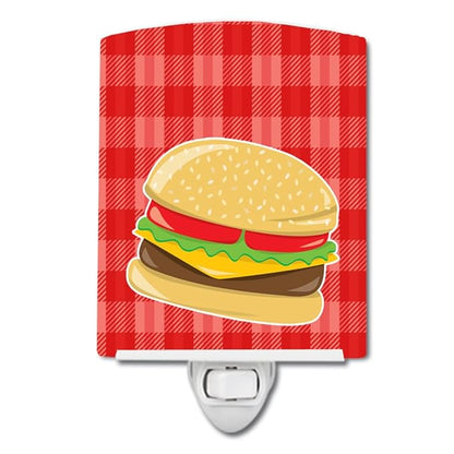 Caroline's Treasures BB6812CNL Hamburger Plaid Ceramic Night Light Compact, UL-Certified, Ideal for Bedroom, Bathroom, Nursery, Hallway, Kitchen, 6x4x3, Multicolor