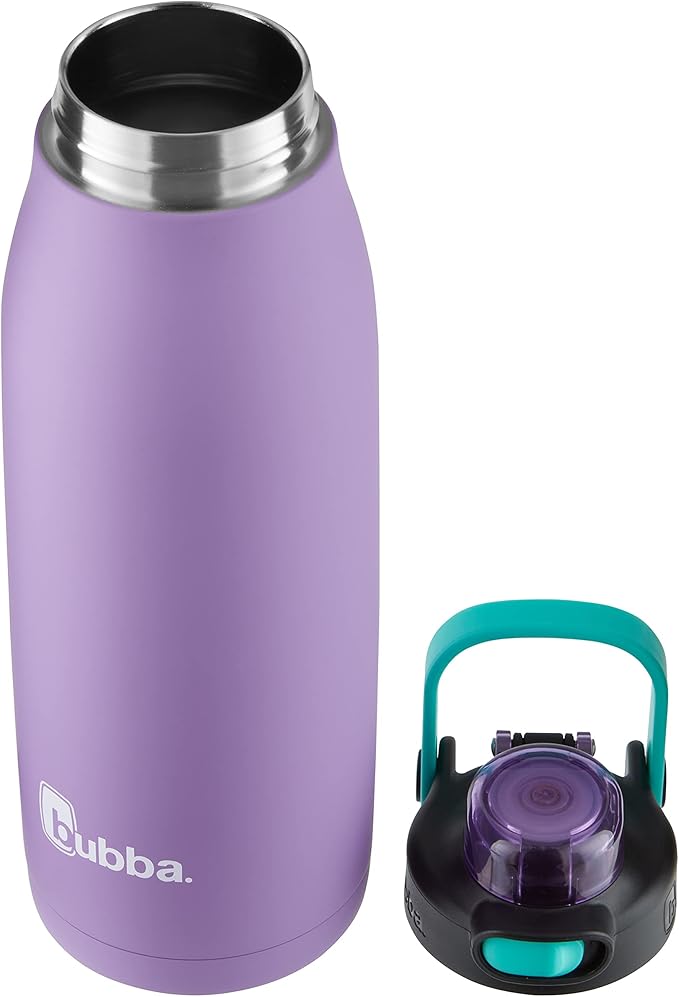 Bubba Radiant Stainless Steel Water Bottle with Push-Button Chug Lid 32oz., Dark Lavender Rubberized