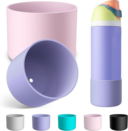 2PCS Silicone Water Bottle Boot for Owala 24oz 32oz 40oz, Anti-Slip Protective Sleeve Bottom Bumper Protector for FreeSip, Twist, and Flip Stainless Steel Water Bottles