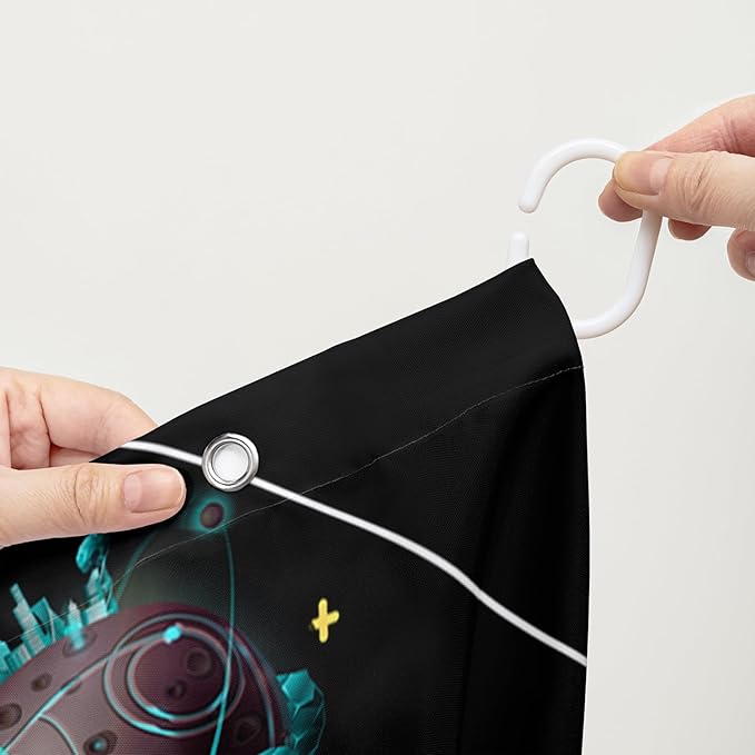 AILONEN Solar System Shower Curtains,Star Trek Bath Curtains for Bathroom Decor,Planet Galaxy Polyester Waterproof for Bathroom with 12 Hooks,72" W*78" H