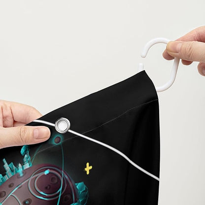 AILONEN Solar System Shower Curtains,Star Trek Bath Curtains for Bathroom Decor,Planet Galaxy Polyester Waterproof for Bathroom with 12 Hooks,72" W*78" H