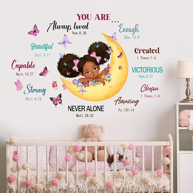 Black Girl Inspirational Wall Decals Inspirational Quotes Wall Decals Positive Words Motivational Lettering African American Wall Stickers for Baby Toddler Room Decorations Nursery Playroom Bedroom