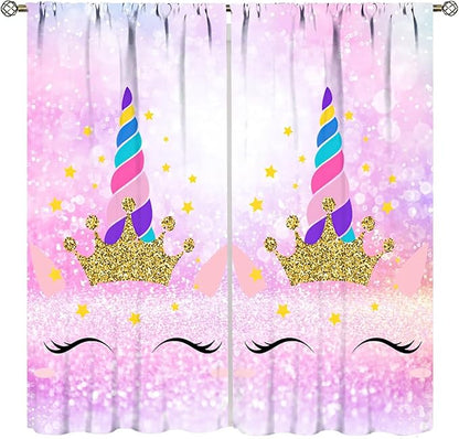 Kids Unicorn Curtains Kids Girls Boys Rainbow Unicorn Pattern Blackout Curtains Bedroom Curtains 42x54 Inches 2 Panels