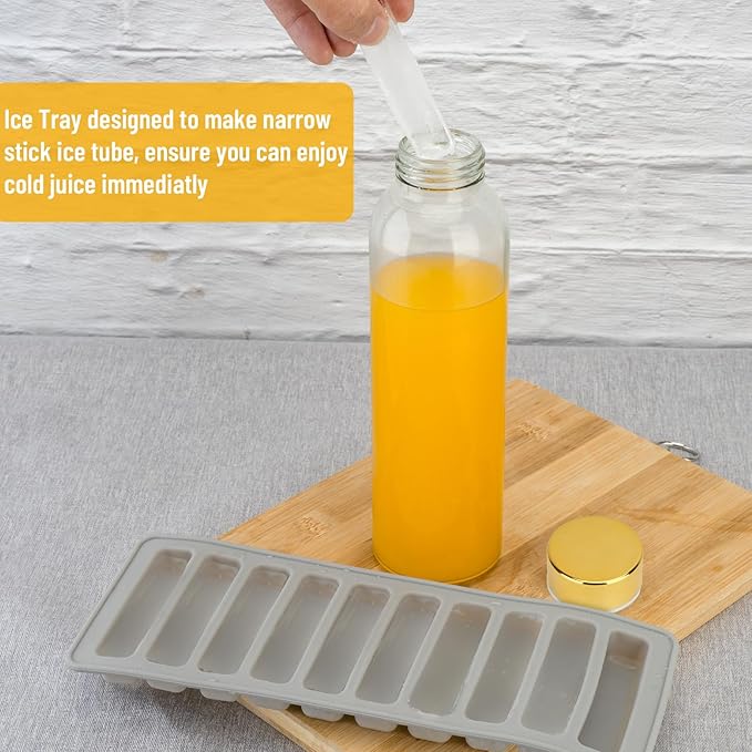 Glass Juice Bottles with Lids for Juicing 18 oz, Reusable Clear Glass Water Bottles with Stainless Steel Airtight Cap for Refrigerator, 100% Leak Proof, BPA Free, Set of 6, Gold