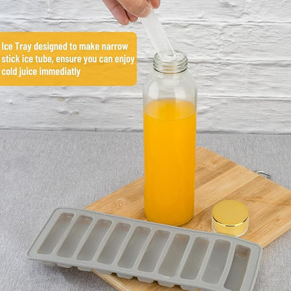 Glass Juice Bottles with Lids for Juicing 18 oz, Reusable Clear Glass Water Bottles with Stainless Steel Airtight Cap for Refrigerator, 100% Leak Proof, BPA Free, Set of 6, Gold