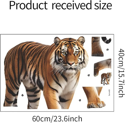 Lifelike Tiger Wall Decal 3D Animals Wall Sticker Safari Wall Decor for Nursery Kid'sroom School Classroom Livingroom Bedroom Bathroom Decoration (Lifelike Tiger 2)