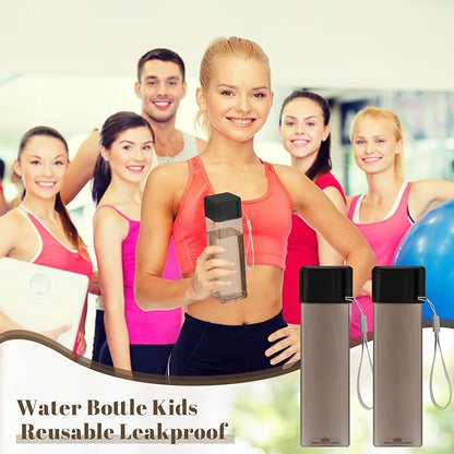 Mifoci 20 Pieces Water Bottle Bulk 17 oz Plastic Water Bottles Bulk Gym Sports Adults Reusable Large Water Bottles for Outdoor Fitness(Black,Rectangle)