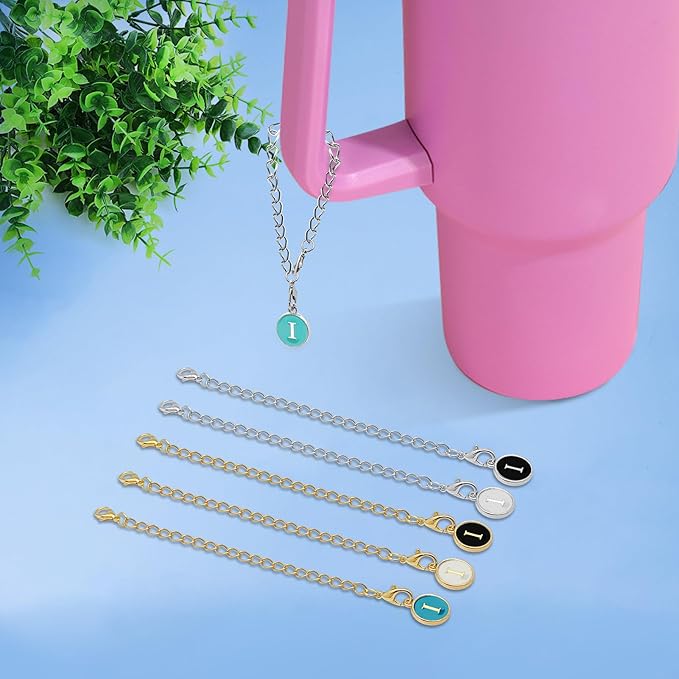6PCS Letter Charm Accessories for Stanley Cup, Name ID Letter Handle Charm for Stanley Handle Identification Letter Pendant Handle Decoration for Stanley Tumbler Charms (Letter I)