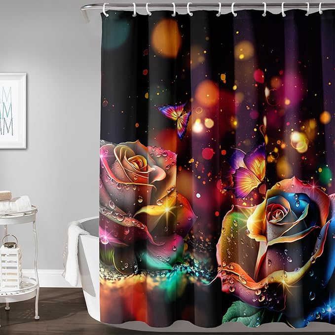 AILONEN Colorful Skull Shower Curtain for Bathroom Decor,Gradient Mushroom Skull Bath Curtain for Kids Boys Girls,Print Polyester Waterproof with 12 Plastic Hooks 72" W*78" H