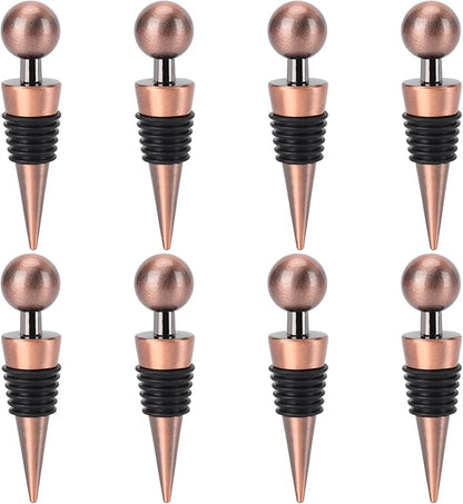 8Pcs Wine Stopper Bottle Stopper Wine Saver, Silicone Reusable Wine Corks, Wine Bottle Stopper for Bar, Camping, Party, Wedding (Bronze)
