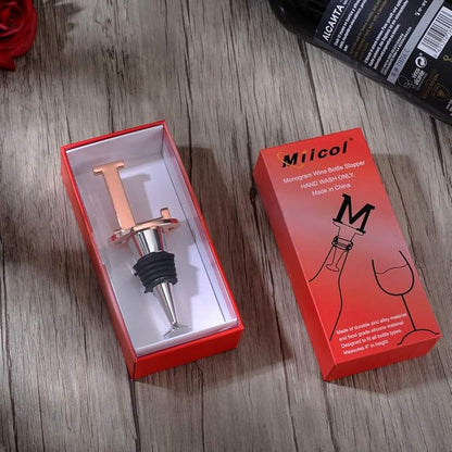 Miicol Wine Bottle Stopper, Prosecco Stopper, Rose Gold Wine Stopper, Personalised Champagne Stopper, Initial Wine Stopper, Funny Prosecco Gift, Wine Lovers Gift, Kitchen Decor, Letter L