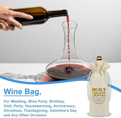 35th Birthday Gifts Funny Birthday Party Decorative Wine Bag 35 Years Old Birthday Gift Idea 35th Anniversary Birthday Gifts for Women Men Friends Co-worker Wife Husband Mom Dad Wine Bottle Cover
