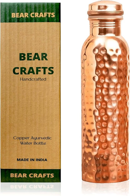 Ayurvedic Drinking Copper Water Bottle for Sports, Travel, Yoga & Everyday Use, Water Bottle for Gym, Office, Hiking, Outdoor Capacity 32 Oz (Design 2, 32 Oz)