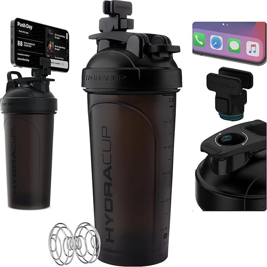 Hydra Cup JailBreak Pro - 28 oz Shaker Cup with Removable Phone Clip, Shaker Bottle for Protein Shakes with Carry Handle, Ball Blender, BPA Free (Black)