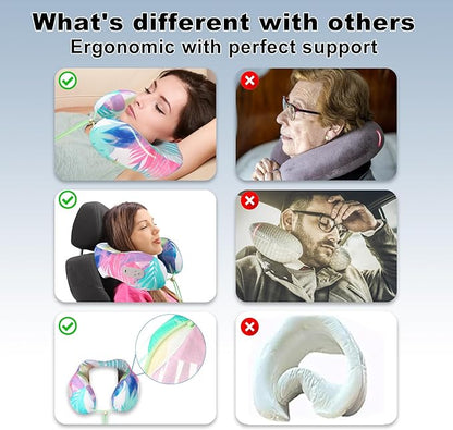 Bluetooth Music Neck Pillow for Sleeping,360° Support Memory Foam 2in1 Travel Neck Pillow Speaker with Crystal Clear Stereo Cradle Sound, Rich Bass, Wireless Camping,for Home,Party,Gaming