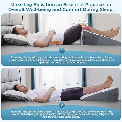 7.5" Wedge Pillow,New Patented Ergonomic Contour Design,Memory Foam Triangle Wedge Pillow for Back Pain Relief, Acid Reflux, Gerd, Heartburn and Snoring,Post Surgery Pillow for Body Elevation