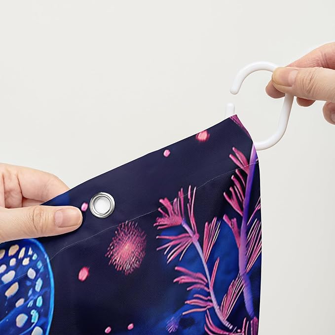 AILONEN Blue Butterfly Shower Curtain,Magic Mushroom Waterproof Fabric Bath Curtain for Kids Girl,Boho Style Shower Curtain Set for Bathroom,Natural Fungal Plant Shower Curtain with Hooks 72" W*72" H