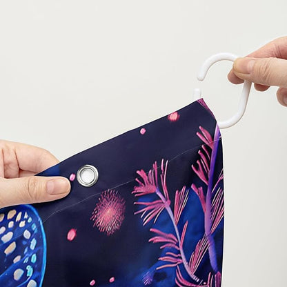 AILONEN Blue Butterfly Shower Curtain,Magic Mushroom Waterproof Fabric Bath Curtain for Kids Girl,Boho Style Shower Curtain Set for Bathroom,Natural Fungal Plant Shower Curtain with Hooks 72" W*78" H