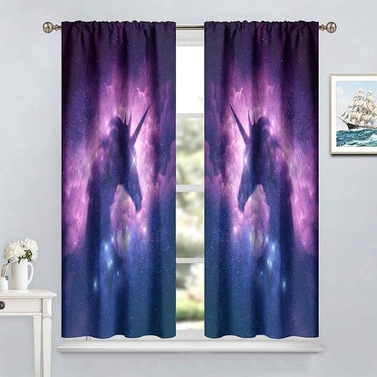 Kids Unicorn Curtains Purple Cartoon Rainbow Cartoon Room Blackout Curtains Boys Girls Baby Room Decor Curtains Living Room Decor 42x45 Inch 2 Panels