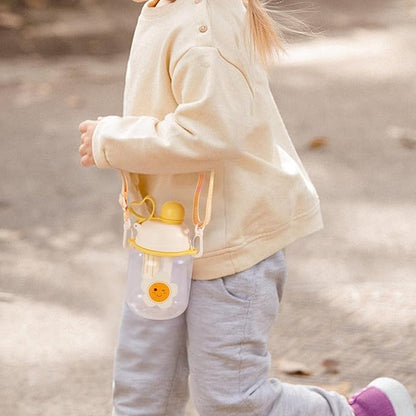 27oz Toddler Water Bottle, Tritan Sports Water Bottle with Straw, Plastic Water Bottle with Soft Strap, Kids Water Bottle for School, Includes Fruit Infuser Strainer, Leak-Proof, BPA Free, Yellow