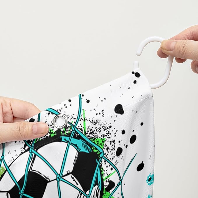 AILONEN Sport Shower Curtain,Graffiti Basketball Football Baseball Rugby Sport Art Bath Curtain Minimalist Bathroom Curtain 36" W*72" H Polyester Waterproof Bathroom Curtain with 12 Hooks