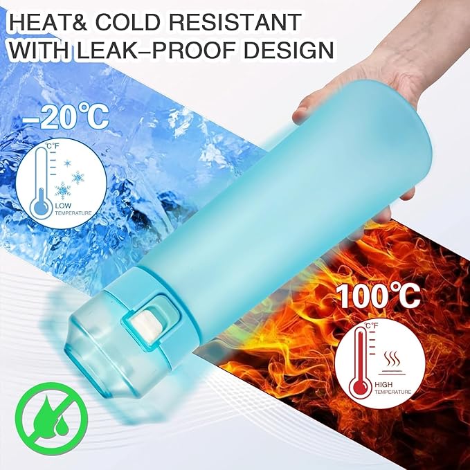 Air Water Bottle 8PCS Flavor Pods 22oz Fruit Fragrance Scented Water Cup BPA Free 0% Sugar For Outdoor Sports,Gifts From Friends (1 bottle Matte Blue+7 pods in random flavors)