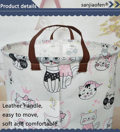 Pink laundry basket,Pink Girls Hamper,Cat laundry Basket,Girls Hamper for Kids Room Decor,Pink Clothes Hamper,Toy Organizer,Gift Hamper(Pink Cat) …