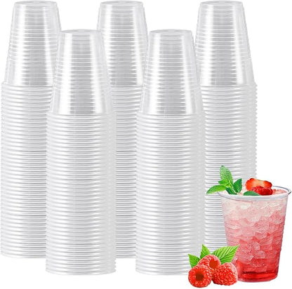 7 oz Plastic Cups 500 Pack, Clear Cups Party Cups Disposable, Plastic Clear Cold Drink Cups for Party, Wedding, Graduation, Travel, Holiday, Events, Birthday