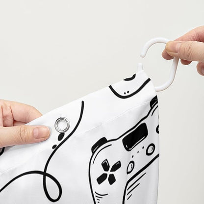 AILONEN Gamer Shower Curtain for Boys 72" W*72" H Black Gaming Video Game Bathroom Curtain,Teen Boys Bath Curtain Polyester Waterproof Retro Game Controller Bathroom Curtain with 12 Hooks