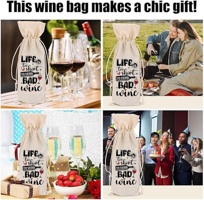 Funny Wine Quotes Wine Bag Wine Tasting Party Supplies for Wine Lovers Women Men Mom Groom Friend Christmas Birthday Wedding Bachelorrette Party Wine Bags