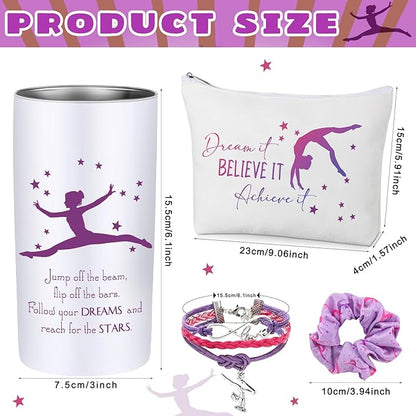 4 Pieces Sports Gifts Set - Hair Scrunchies, Elastic Hair Bands, Ball Charm Bracelet, Zipper Pouch, and Tumbler for Women