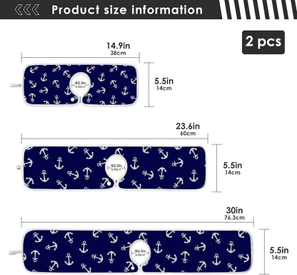Nautical Theme Anchor Faucet Water Catcher Mat 2 Pack Navy Blue Sea Coastal Drying Mat Absorbent Bathroom Faucet Handle Drip Catcher Tray Bar RV Kitchen Sink Splash Guard 30x5 Inches