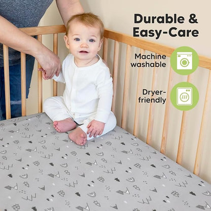 2-Pack Organic Crib Sheets for Boys, Girls - Jersey Fitted Crib Sheet, Baby Crib Sheets Neutral, Crib Mattress Sheet, Cotton Crib Sheets, Breathable Crib Sheet, Baby Mattress Sheets (Woodland)