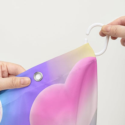 AILONEN Girls Unicorn Shower Curtain for Bathroom, Pink Hearts Rainbow Unicorn Bath Curtain,Cute Unicorn Kids Shower Curtain 72" W*72" H Polyester Waterproof Bathroom Curtain with 12 Hooks