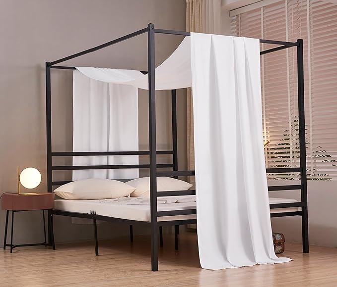 Akiky Linen Canopy Bed Curtains for Kid House Bed Montessori Canopy for Nursery Bed Canopy for Kids Child Toddler Adult Room Decoration(Twin,White)