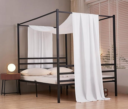 Akiky Linen Canopy Bed Curtains for Kid House Bed Montessori Canopy for Nursery Bed Canopy for Kids Child Toddler Adult Room Decoration(Twin,White)
