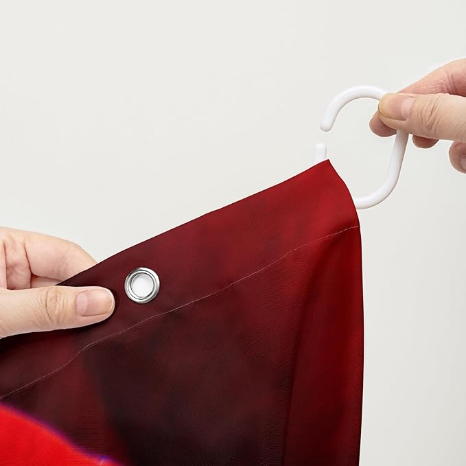 AILONEN 3D Printed Rose Shower Curtain,Red Rose Bath Curtain, White Swan Shower Curtain for Bathroom Decor,72" W*96" H Polyester Waterproof Bath Curtain with 12 Hooks