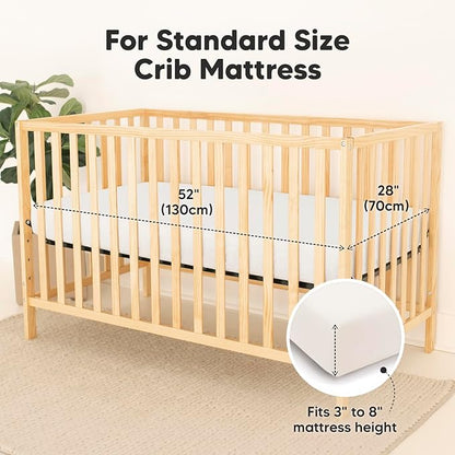 2-Pack Waterproof Crib Sheets for Boys, Girls - Viscose Derived from Bamboo Crib Sheets Neutral, Crib Mattress Protector Sheet, Soft Toddler Bed Sheets, Fitted Baby Crib Sheets Girl, Boy (Soft White)