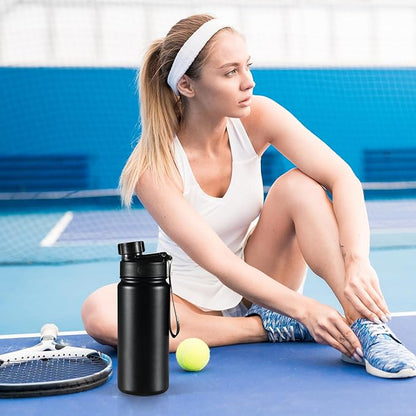 25 oz gym water bottle with straw, leak proof - men's/women's sports metal water bottle - double vacuum insulated stainless steel water bottle for gym, outdoors or traveling