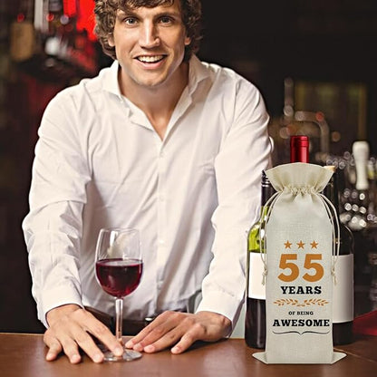 55th Birthday Gifts for Women Men Wine Bag 55 Year Old Birthday Gifts for Her Him 55 Year Work Anniversary Decorations Wine Bottle Decoration Bag Born in 1969 Wine Accessories Gifts for Wine Lovers