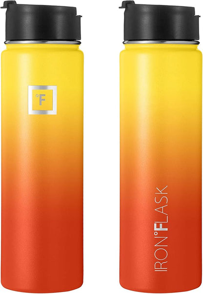 IRON °FLASK Sports Water Bottle - 22 Oz 3 Lids (Straw Lid), Leak Proof - Stainless Steel Gym & Sport Bottles for Men, Women & Kids - Double Walled, Insulated Thermos, Metal Canteen