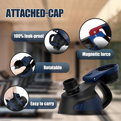 Insulated Half Gallon Water Bottle 64oz with Magnetic Lid,Stainless Steel Double-Wall Vacuum Leak Proof Sports Insulated Jug with Paracord Handle, Keep Water Hot & Cold for Outdoor,Gym