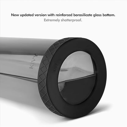 KIVY 32 oz Glass Water Bottle with Silicone Sleeve - BPA free Glass Water Bottles 32 oz - Black water bottles glass bottle - Borosilicate glass water bottle 32 oz - Reusable black water bottle glass