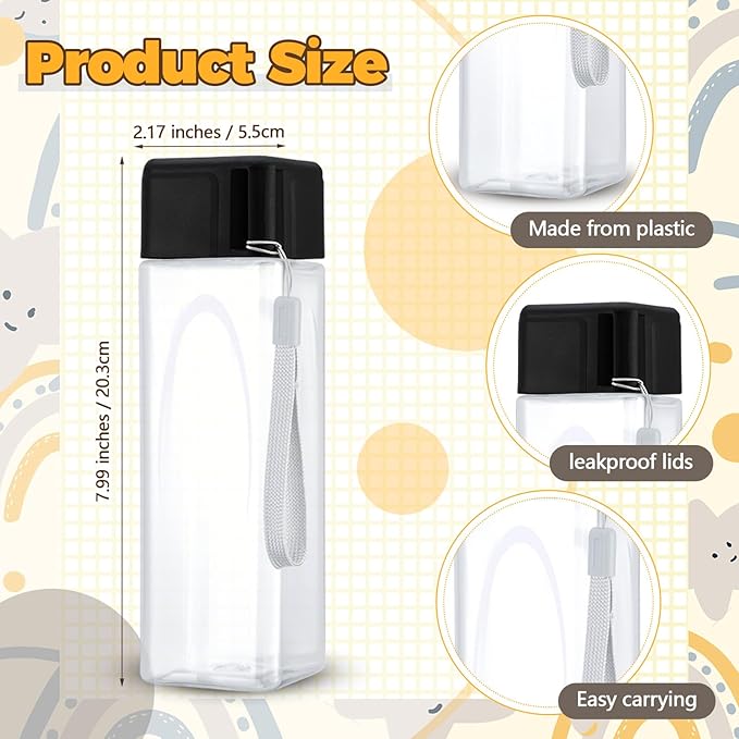 20 Pieces Water Bottle Bulk 17 oz Plastic Sports Water Bottles Reusable Leak Proof Portable Drink Bottles Large with Lid for Outdoor Fitness(Black)