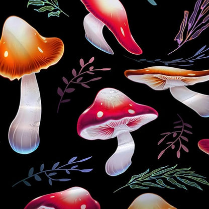 AILONEN Cartoon Mushroom Shower Curtain,Cute Red Mushroom Waterproof Fabric Bath Curtain for Kids Girls Boys,Natural Fungal Plants Shower Curtain Set for Bathroom 72" W*72" H