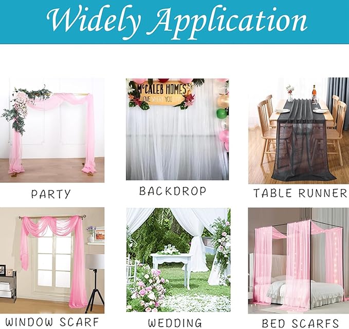 Akiky Canopy Bed Curtains with Light Princess Bed Canopy Scarf for Full/Queen Metal Bed Frame,Wood Frame Bed-2 Panel Sheer Curtain(Full/Queen,Pink)