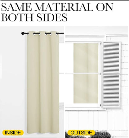 NICETOWN Kitchen Curtains for Decoration, Beige, 2 Panels, W42 x L78 inches, Thermal Insulated Grommet Room Darkening Draperies/Panels for Laundry
