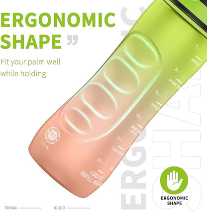 25oz Kids Sports Water Bottles for School with Spout Lid (Green Orange)